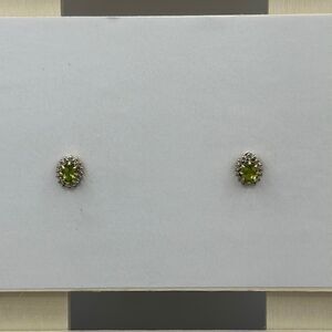 Sterling silver gold tone green stones earrings